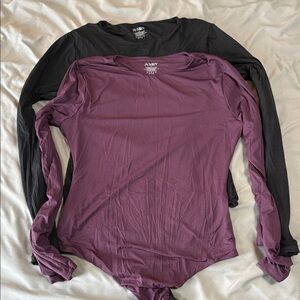 Plum & Black Long Sleeve Bodysuits